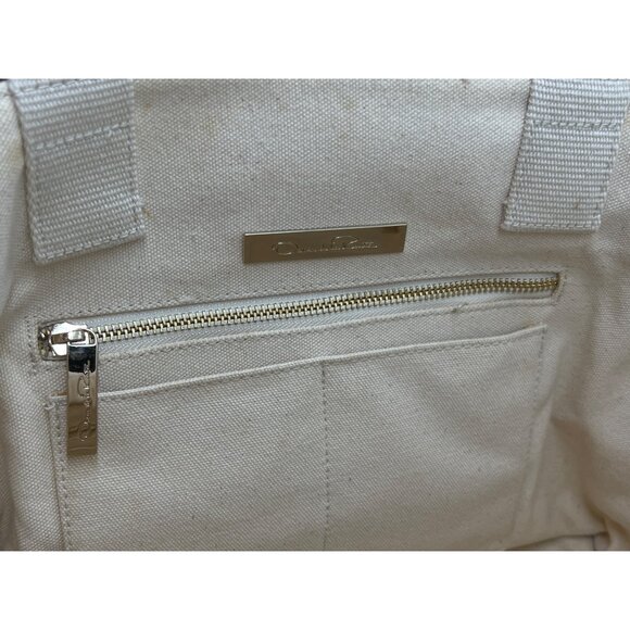 Oscar De La Renta Beige Canvas Floral Tote Bag - Picture 8 of 12
